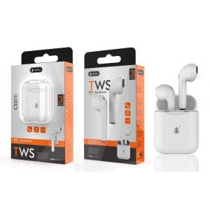 TWS Bluetooth Earphone With Charging Case | 40mAh*2 | 400mAh | White